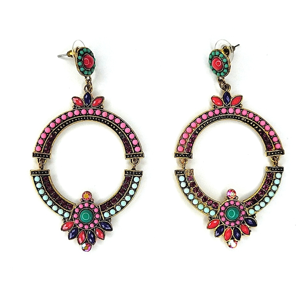 Colorful Lightweight Hoop Dangle Fashion Jewelry Earrings Festival Fun Everyday